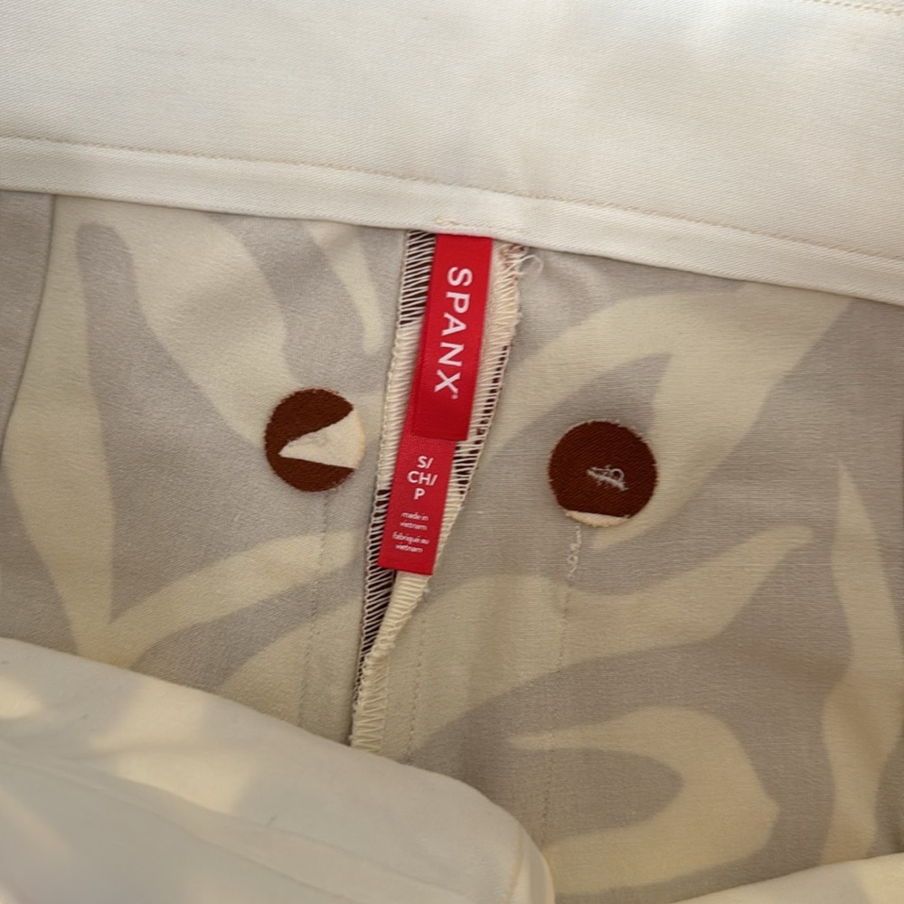 SPANX Zebra Print Stretch Pants Brown Cream Straight Leg NWOT - Picture 3 of 5